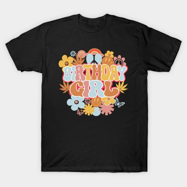 Birthday Girl Retro Groovy Shirt, Hippie Daisy Flower Birthday Girl T-Shirt by mcoshop